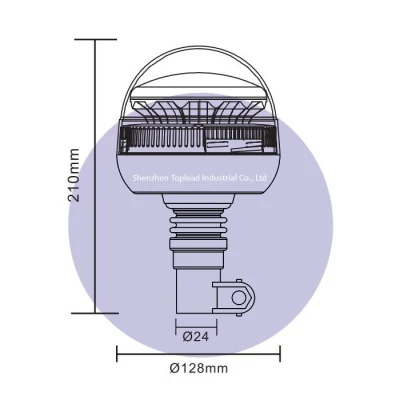 Super Bright Power LED Beacon 3W*8PCS LED DC12-24V Emergency Flashing Light Amber Warning Light with DIN Pole Mount
