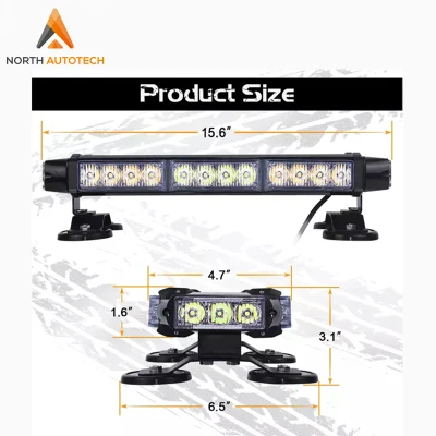 16.8 Inch LED Strobe Flashing Light Bar High Intensity Emergency Hazard Warning Beacon Lights for Car Trucks Trailer Roof