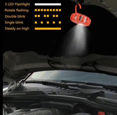 High Quality 6 Packing Emergency Lamps Road Side Traffic Disc Flare 9 Mode Flashing Strobe Caution Signal Lamp Portable LED Warning Beacon Light