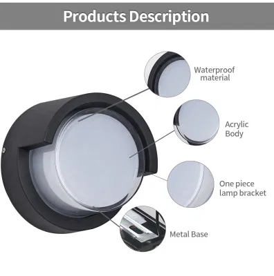 W365RF5w Die Casting Aluminium Surface Mounted Round Outdoor LED Wall Lights for Household Hotel Garden Villa Building Corridor