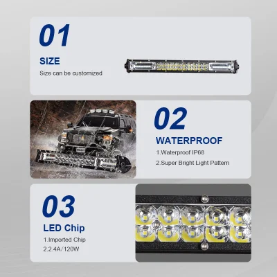 E Mark IP68 Super Bright Car Truck off-Road 24V LED Flashing Strobe White LED Light Bar