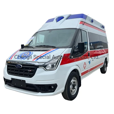  ICU Ambulance Hidden Light Bar Transit V348 Euro6 (High roof long axis version) Monitoring Emergency Ambulance Vehicle for Sale