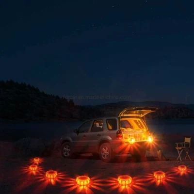 High Quality 6 Packing Emergency Lamps Road Side Traffic Disc Flare 9 Mode Flashing Strobe Caution Signal Lamp Portable LED Warning Beacon Light