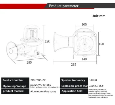 Professional Factory Bdj-02 Explosion Proof Flashing Audible and Visual Alarm Warning Light