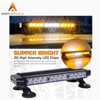  16.8 Inch LED Strobe Flashing Light Bar High Intensity Emergency Hazard Warning Beacon Lights for Car Trucks Trailer Roof