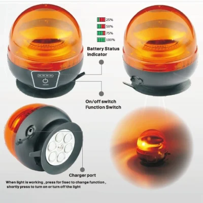 Rechargeable LED Warning Light Super Bright LED Emergency Strobe Beacon Light with Multi-Flash Functions Remote Control R65