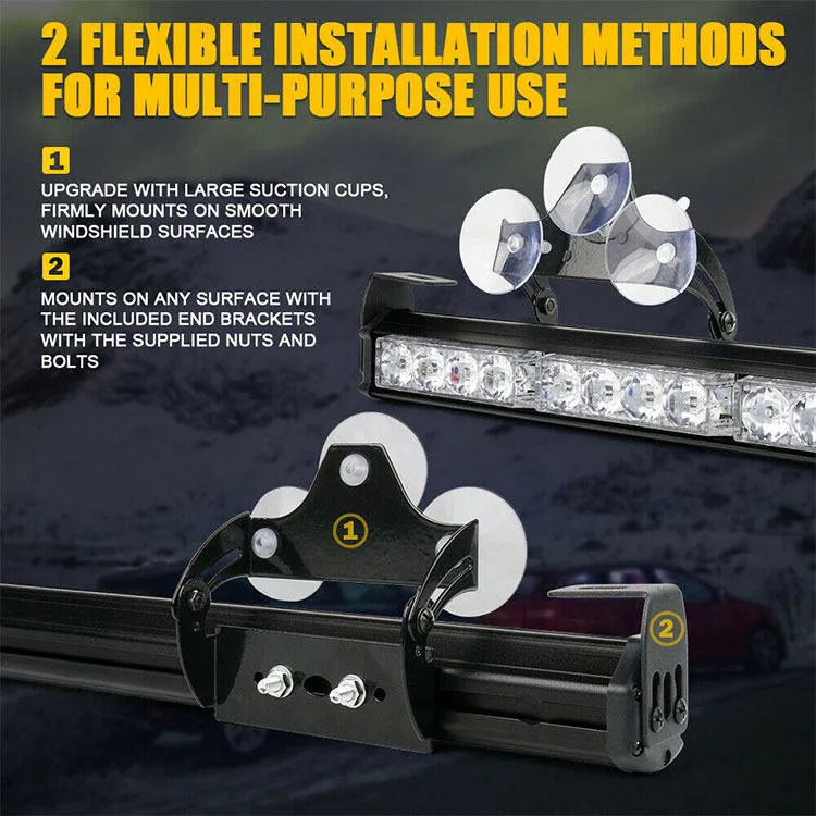 White 2 in 1 Emergency Strobe Light Bar Flash Patterns Traffic Advisor