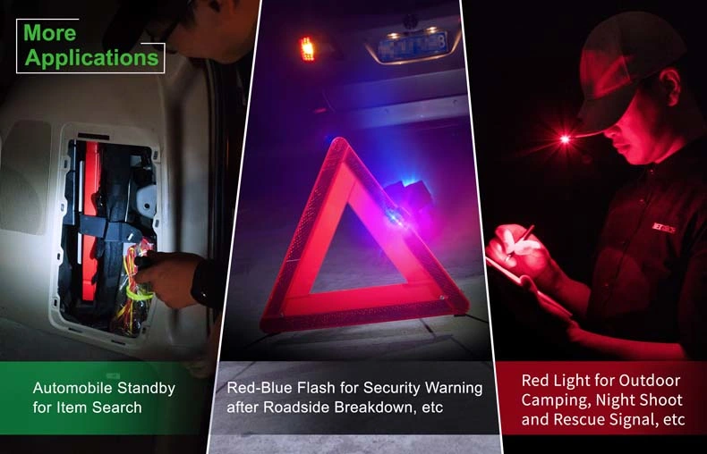 Red Blue Beacon Police Flashlight Light for Security Guards Police Flash Light