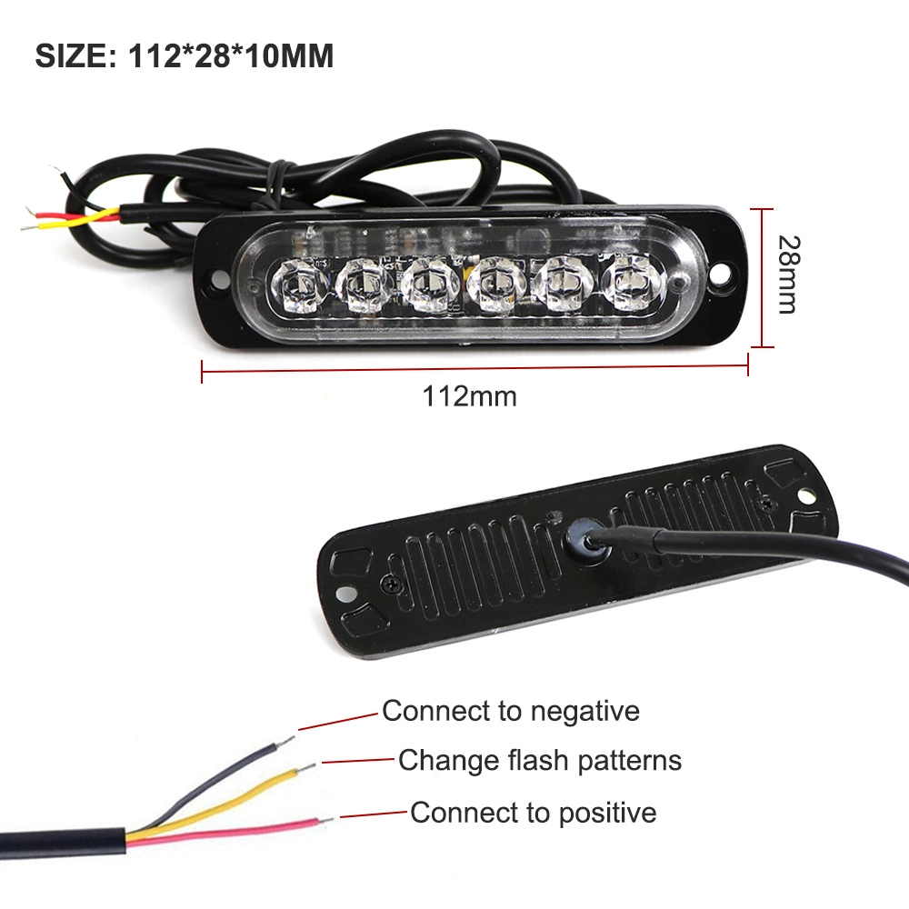 18 Modes 6LED Car Truck Light Rectangular Waterproof IP67 Emergency Beacon Warning for Hazard Flash Strobe Light