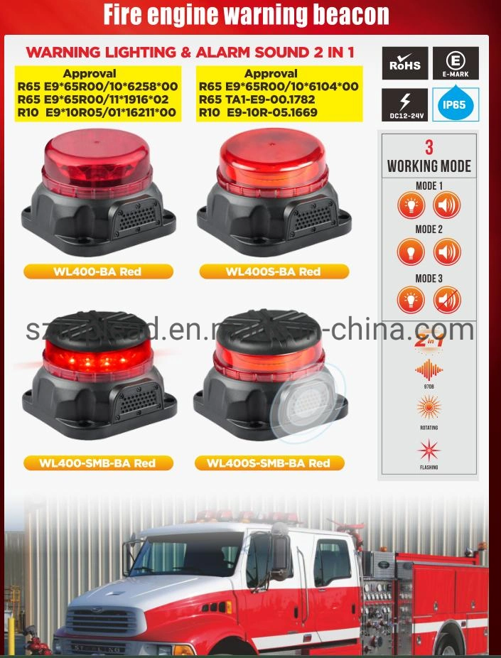 Waterproof IP65 LED 5730 Emergency Warning Beacon Light with Alarm Sound 2 in 1 Safety Snowplow Rotate Strobe Lamp R65 R10 Approval