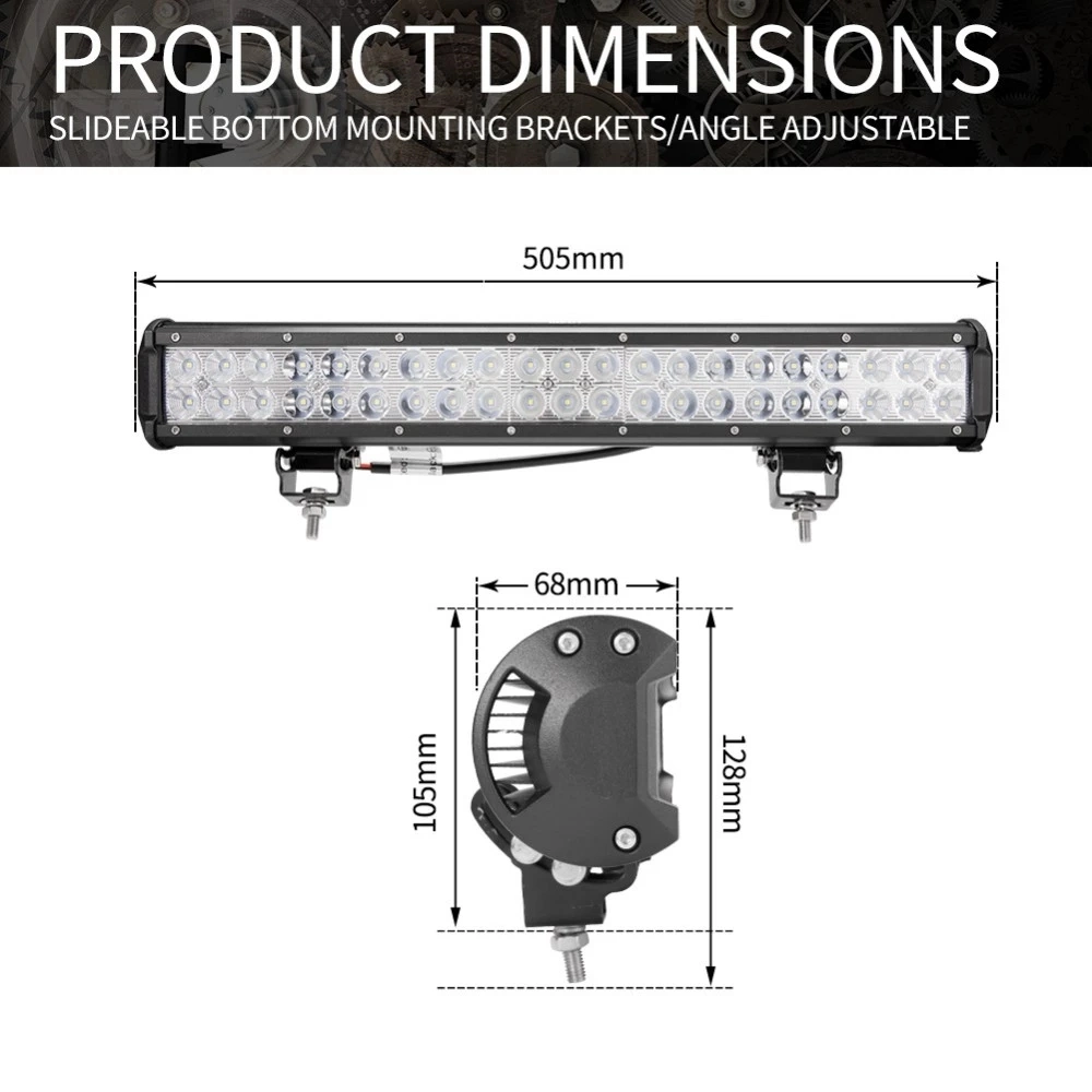 20 Inch SUV ATV Truck Boat Spot Flood Combo 126W Work Light Driving Offroad Lighting Waterproof 12 Volt LED Lights Bar