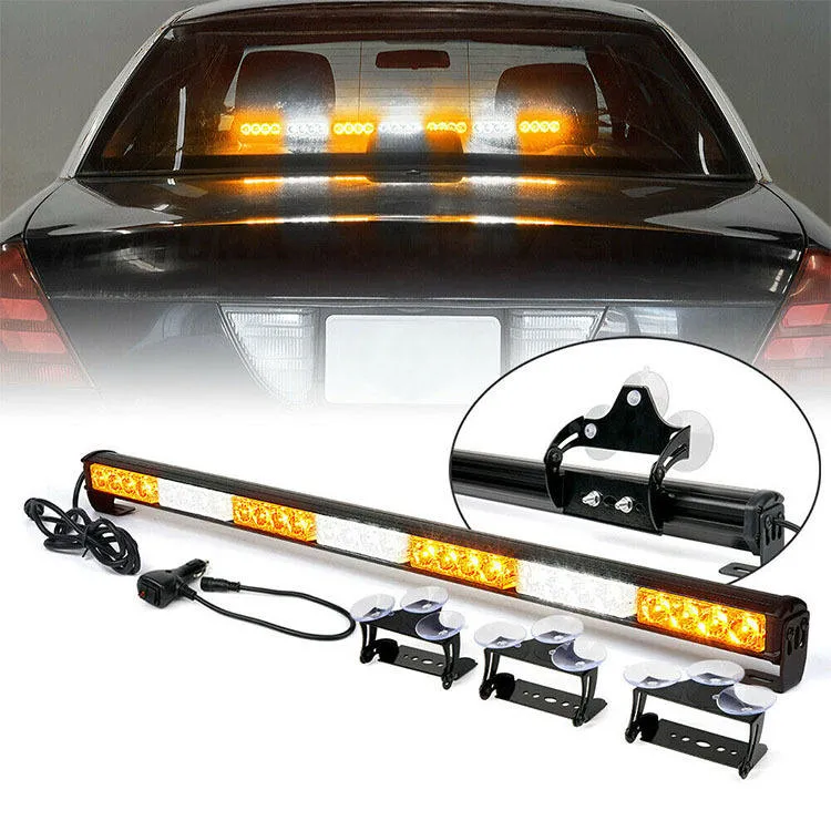 White 2 in 1 Emergency Strobe Light Bar Flash Patterns Traffic Advisor