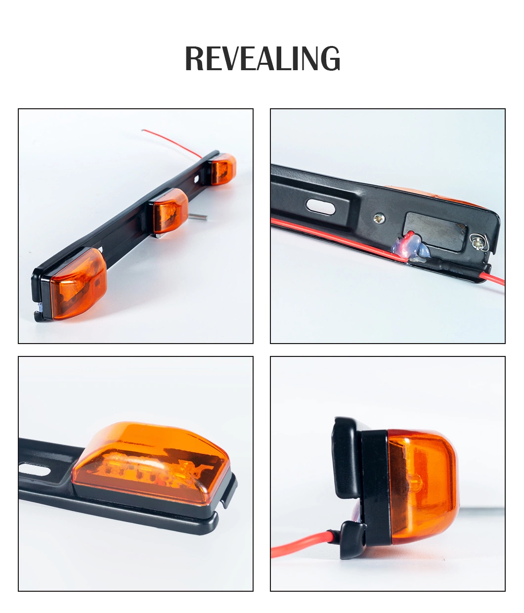 Amber Clearance Bar Marker Light Sealed Stainless Truck and Trailer Identification LED Light Bar