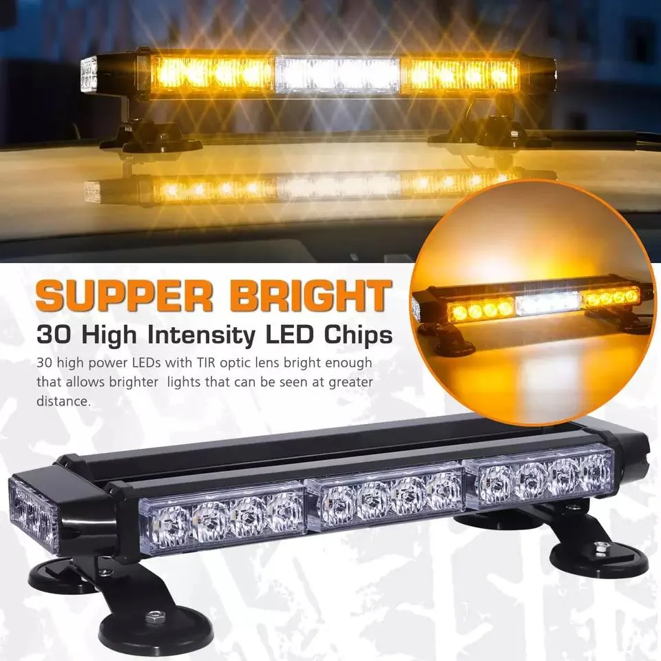 16.8 Inch LED Strobe Flashing Light Bar High Intensity Emergency Hazard Warning Beacon Lights for Car Trucks Trailer Roof