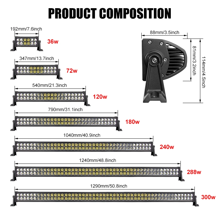 300W LED Light Bars 6D Double Row Barras for Truck off Road Lights Dual Row