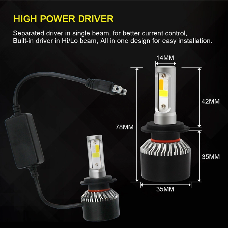 Car Tricolor 3 Color LED Headlight H1 H4 H7 H11 Hb3 Hb4 72W 7200lm 3000K 6000K 8000K Tricolor LED Headlight