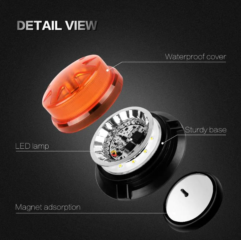 High Visibility Base Strong Magnet LED Emergency Flashing Beacon Strobe Lighting Road Safety Signal Warning Lamp Car Vehicle Warning Light