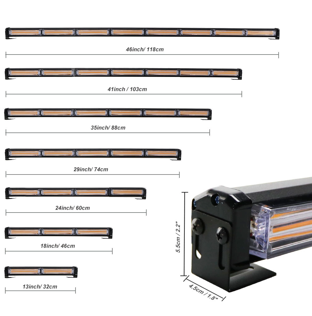 COB LED Strobe Light 24&quot; Flashing Modes Magnet Base Car Traffic Emergency Light Bar