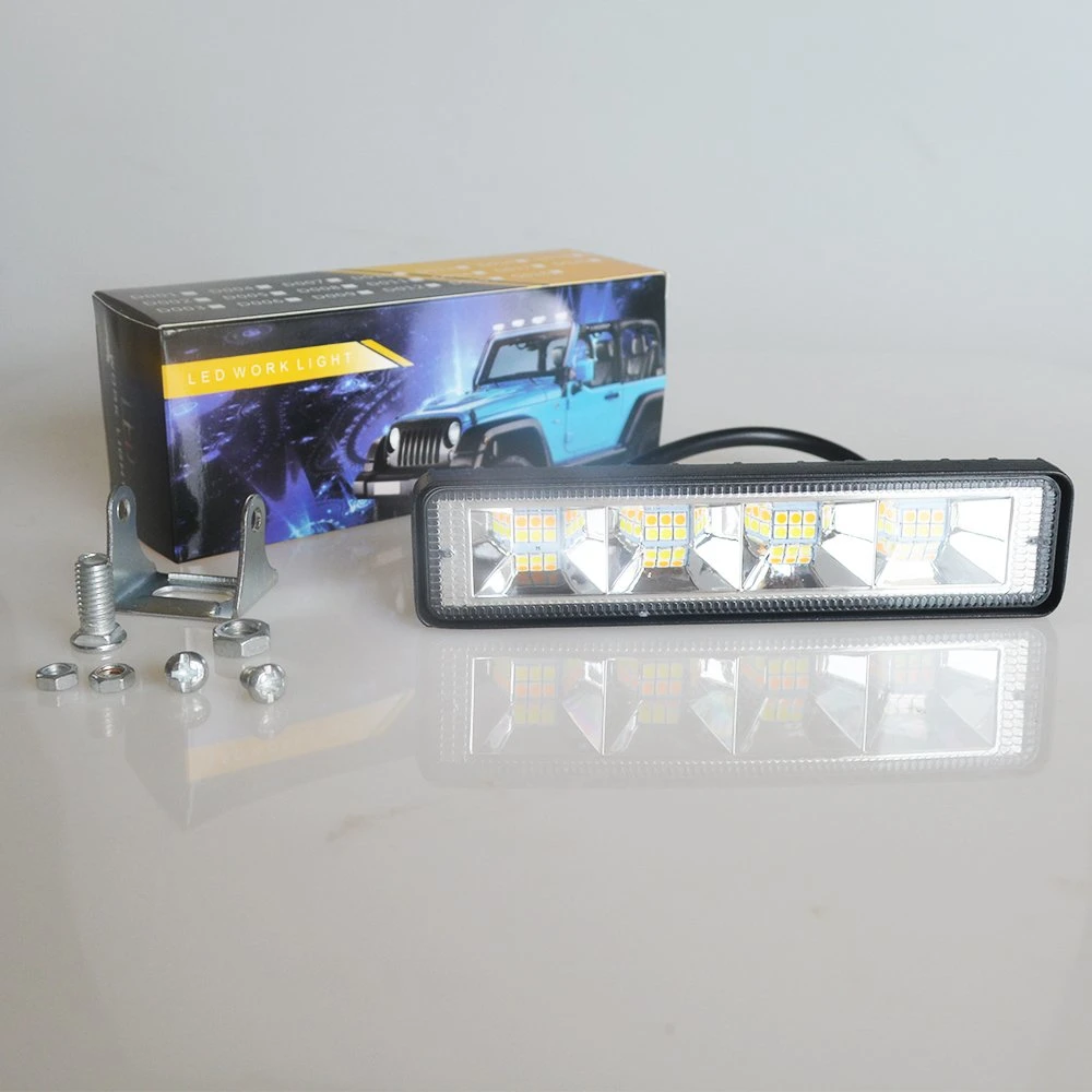 9-30V 24LED Offroad LED Flood Beam Fog Work Lamp 6inch LED Work Light White Yellow Double Color LED Work Light Driving Light Bar