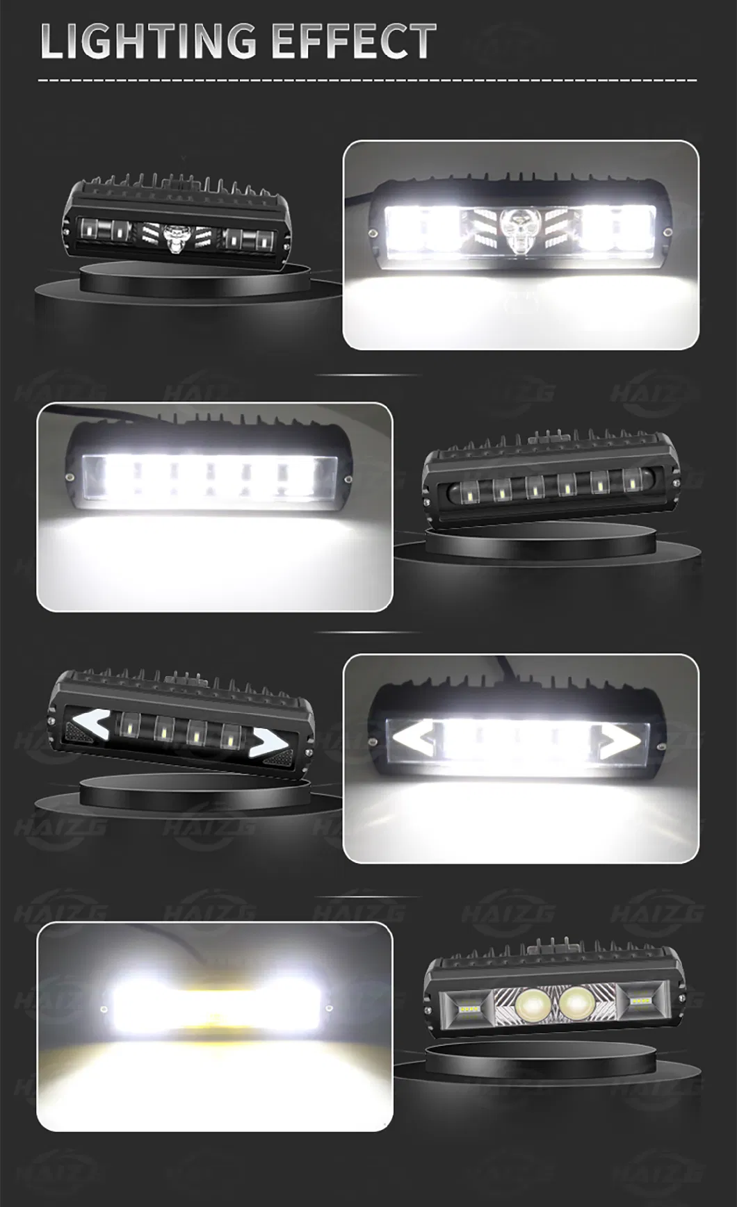 Haizg New Dual Color 30W Light Bar Motorcycle LED Work Lights