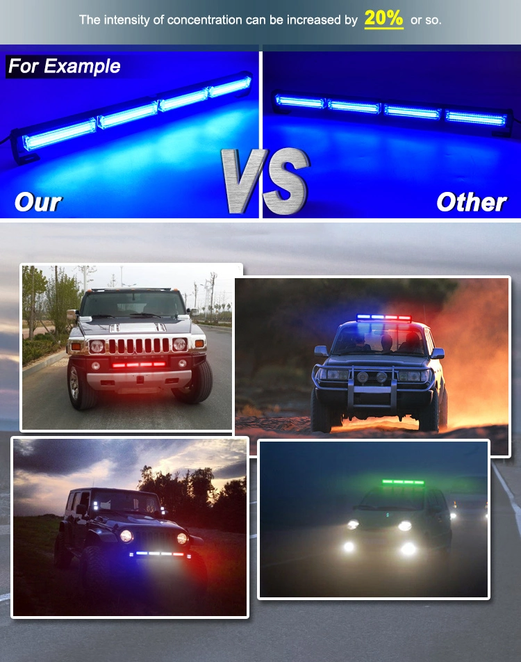 13 Modes LED COB Traffic Advisor Strobe Light Bar Warning Lights Safety Flashing Light Bars