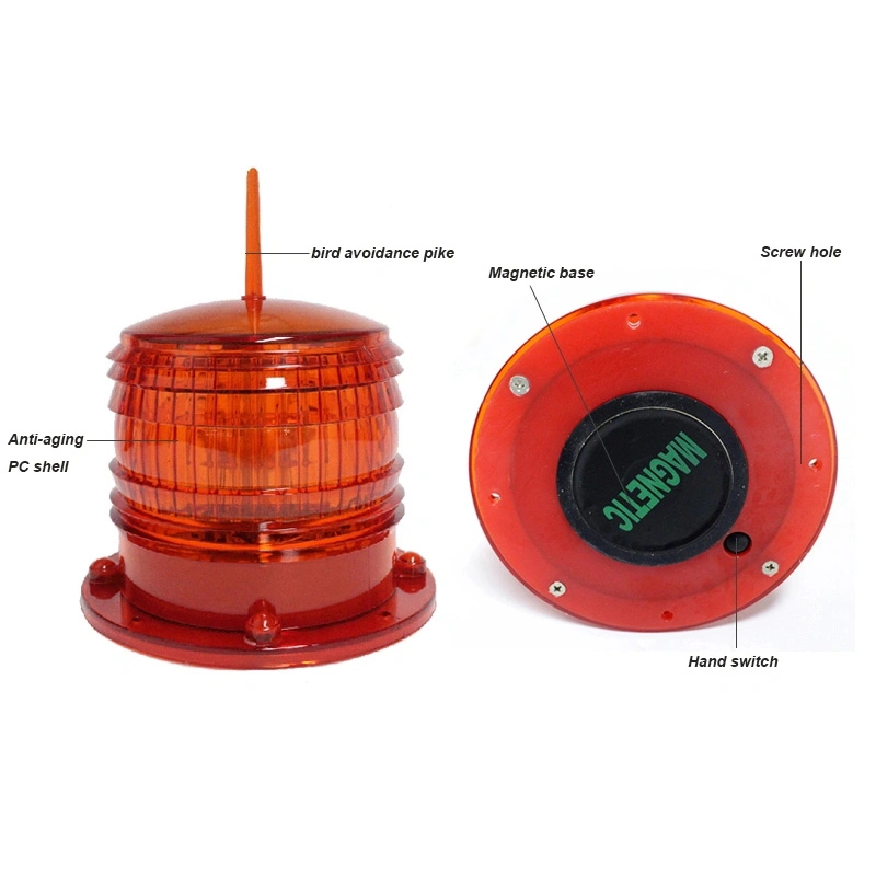 LED Solar Navigation Warning Light Traffic Beacon Signal Light with Light Sensor and Strong Magnet Solar Buoy Light