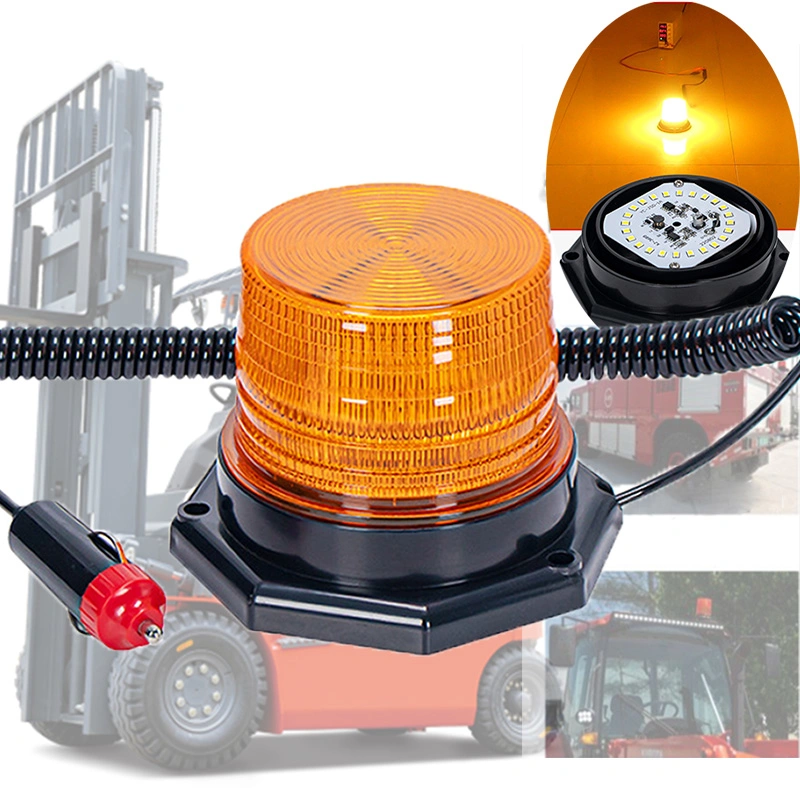 Forklift LED Strobe Beacon Light Amber Roof Top Hazard Traffic Indication Flash Emergency Warning Light Safety Lamp with Magnet