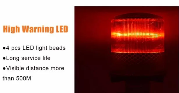 Barricade Solar LED Beacon Light Waterproof Blinking Amber LED Strobe Traffic Cone Flashing Warning Light