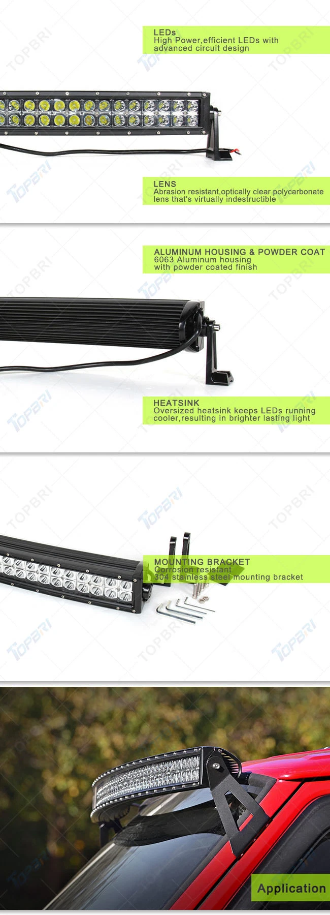 288W Double Row Curved LED off Road Light Bar for 4X4
