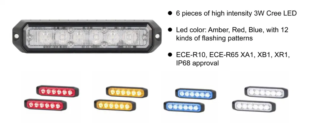 IP68 Amber LED Flashing Car Lights Windshield Lights Bars Hazard Shiny Mount Strobe Lights with Pads Screws for Car Kenworth Truck Van