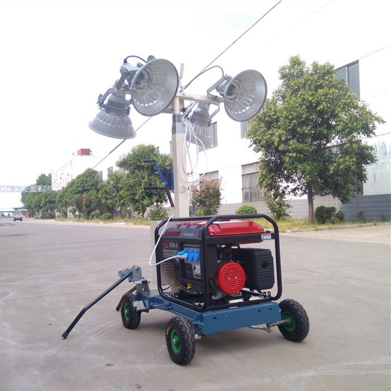 Industrial Light Tower Generator LED 400W*4 Rotation Vertical Manual High Mast Mobile Lighting Tower