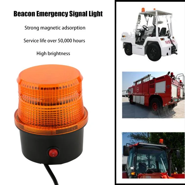 Forklift LED Strobe Beacon Light Amber Warning Light Roof Top Hazard Warning Flash Emergency Light Safety Sign with Alarm Sound for Forklift