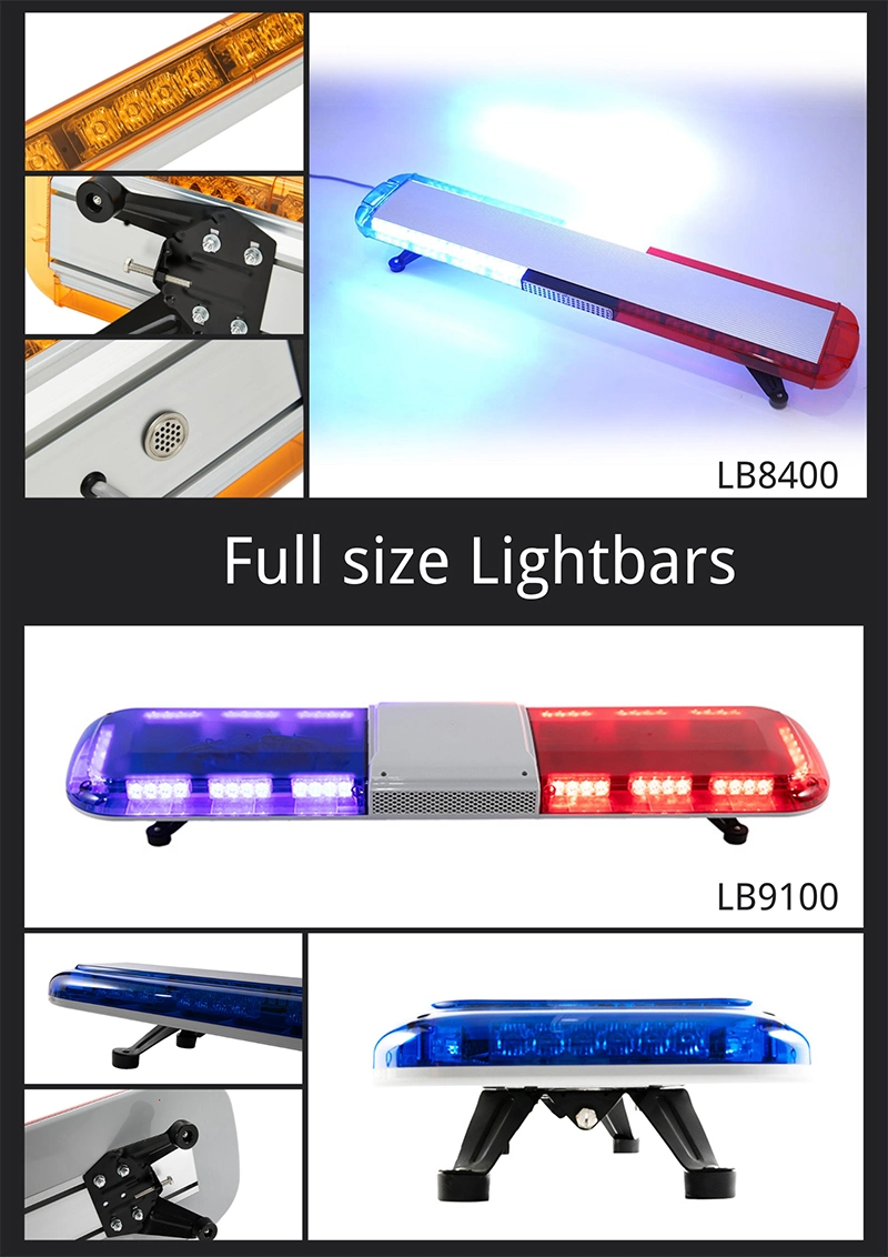 2023 New Thin Full Size LED Strobe Emergency Vehicle Warning Lightbar with Speaker