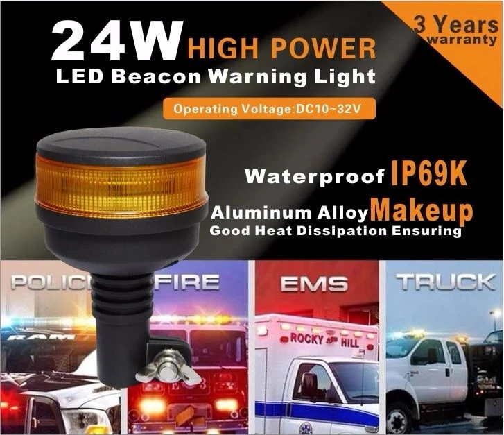 12W LED Emergency Beacon Flashing Amber Revolving Light 12V Warning Light