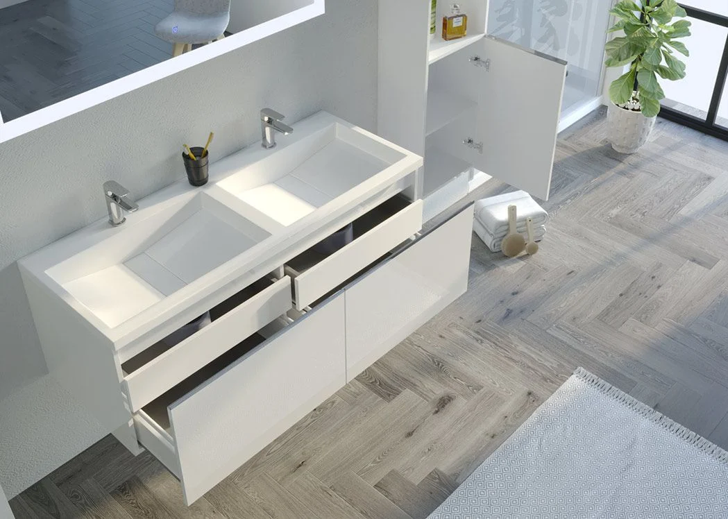120cm Bathroom Cabinet White Bathroom Furniture Set with One Basin