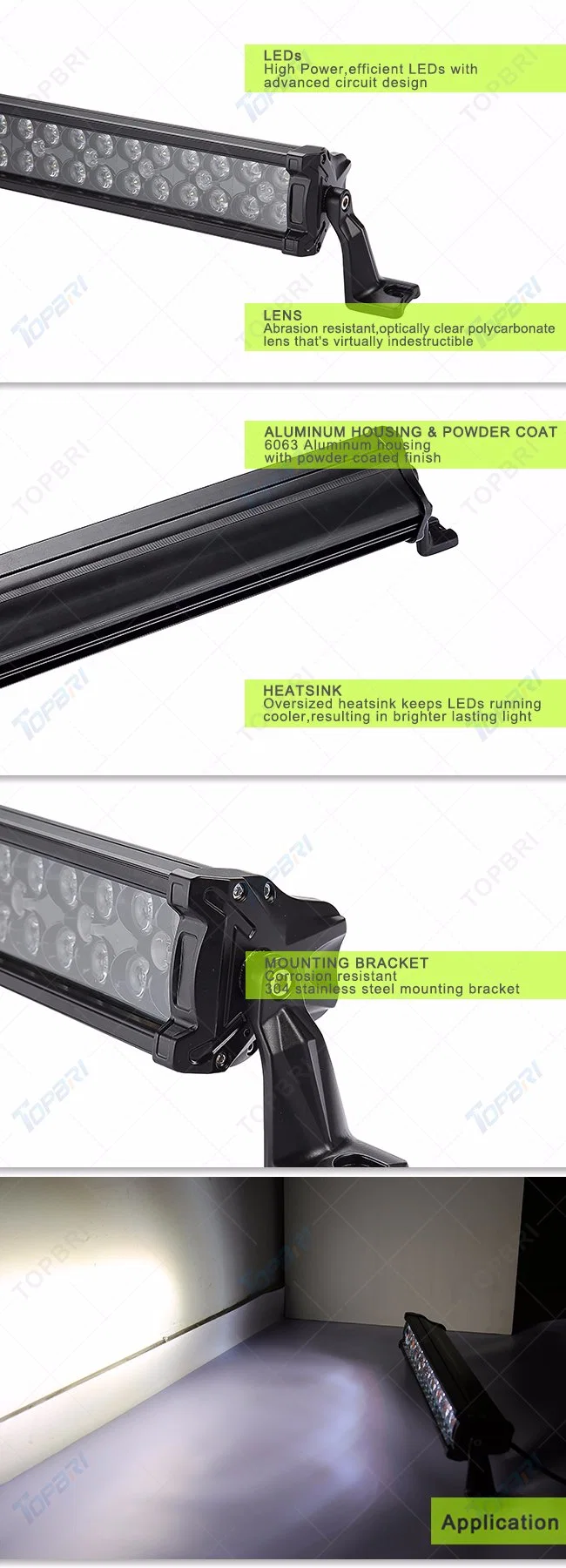 Flashing 14inch 72watt CREE Amber White LED Auto Light Bar