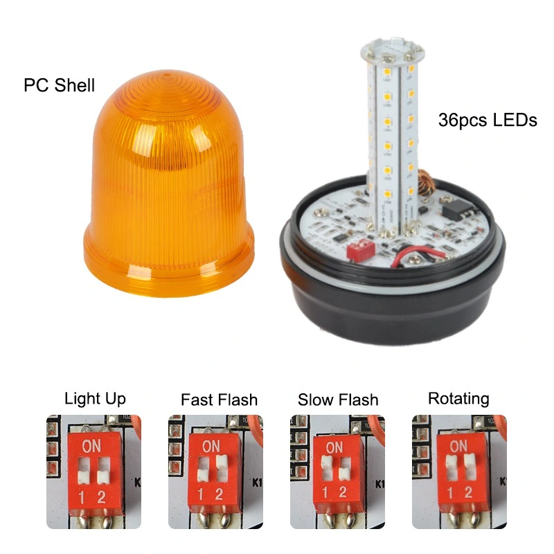 10-100V Amber LED Strobe Light Rotary Flash Warning Beacon or Truck