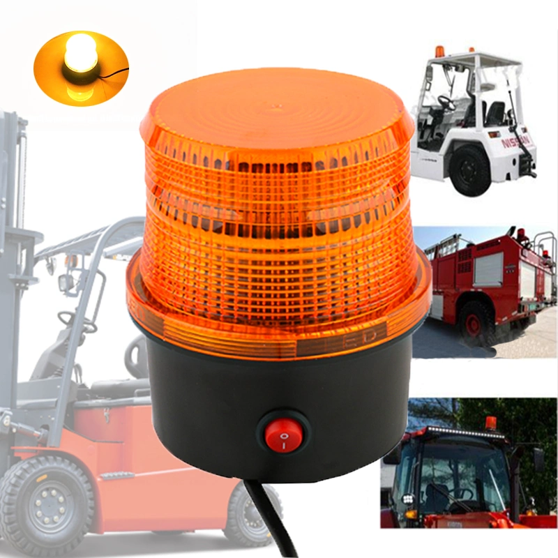 Forklift LED Strobe Beacon Light Amber Warning Light Roof Top Hazard Warning Flash Emergency Light Safety Sign with Alarm Sound for Forklift