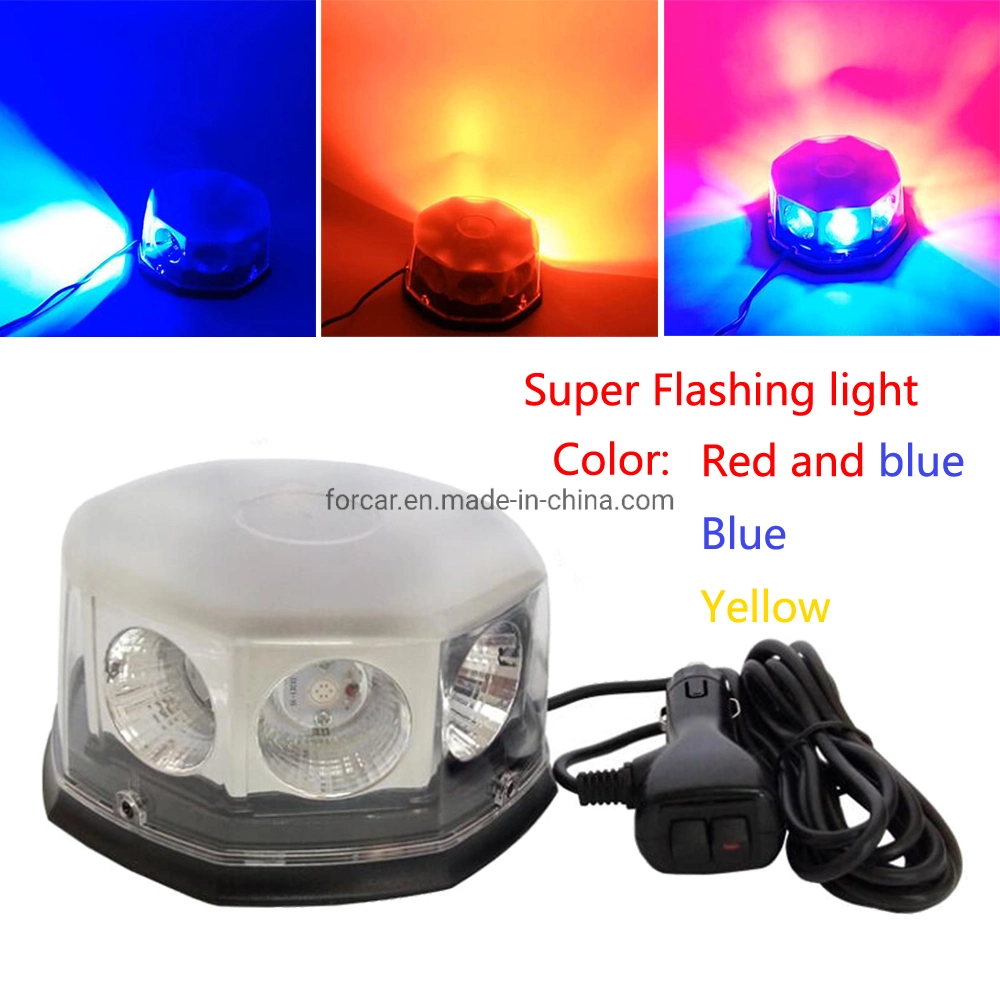 DC12V-24V Car Warning LED Strobe Beacon Lamp Open Road Circular Flashing Caution Signal Lights for Engineering Roof Powerful LED Warning Light