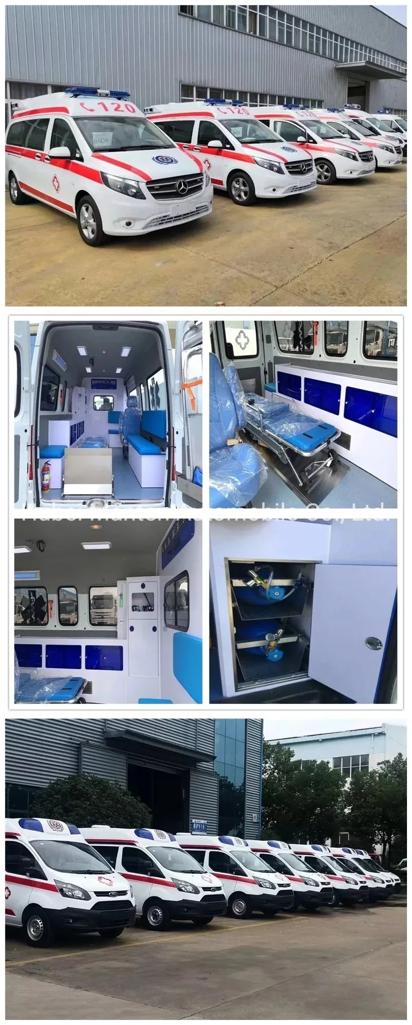 ICU Ambulance Hidden Light Bar Transit V348 Euro6 (High roof long axis version) Monitoring Emergency Ambulance Vehicle for Sale