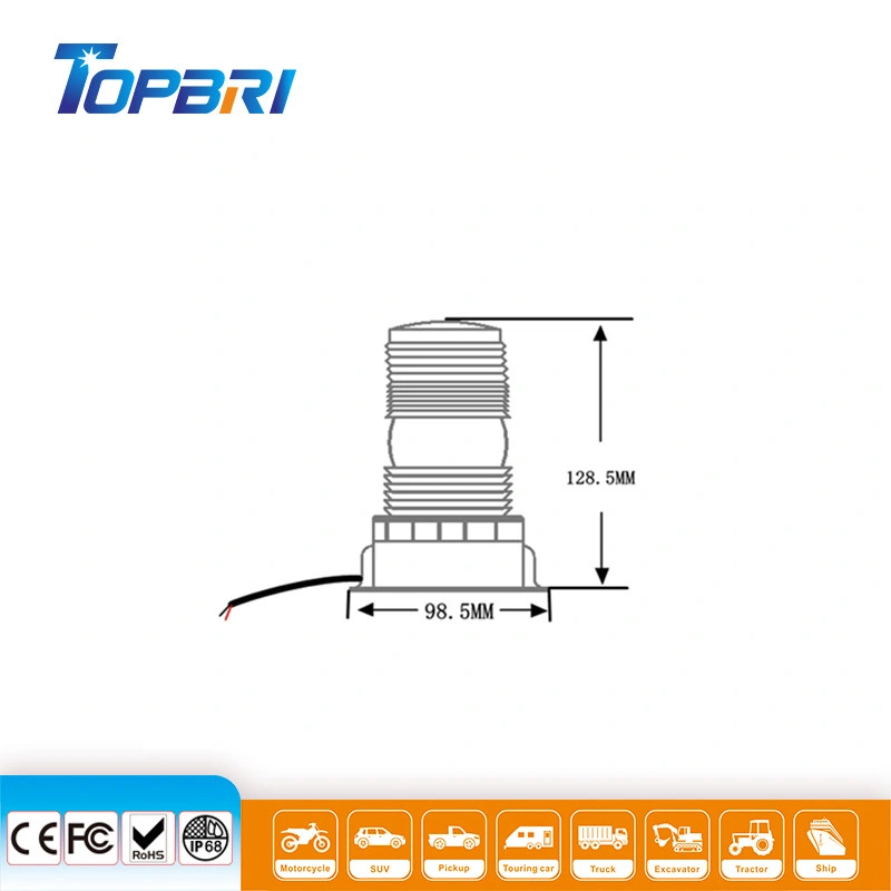 12V 24V LED Flashing Amber Beacon Light for Trucks Trailer Forklift