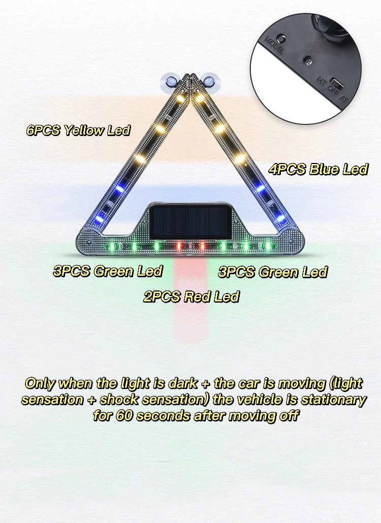 Road Safety 18PCS Bright LED Emergency Signal Lighting with Folding Design Remote Control Solar Rechargeable Beacon Strobe Lamp Triangle Warning Light