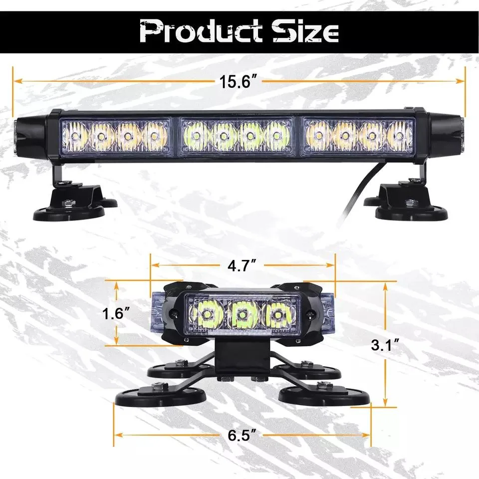 16.8 Inch LED Strobe Flashing Light Bar High Intensity Emergency Hazard Warning Beacon Lights for Car Trucks Trailer Roof