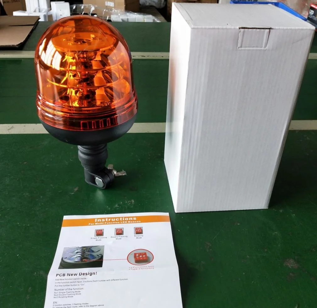Super Bright Tower Power LED Beacon 3W*18PCS LED Amber Warning Light DC12-24V Car Emergency Flash Revolving/Strobe Lamp