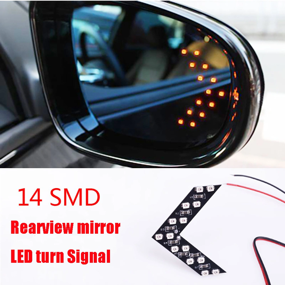 Car Rear View Mirror Indicator LED Light Styling Turn Signal LED Light 14 SMD 3528 Arrow Shape Indicator Light Paste LED 12V