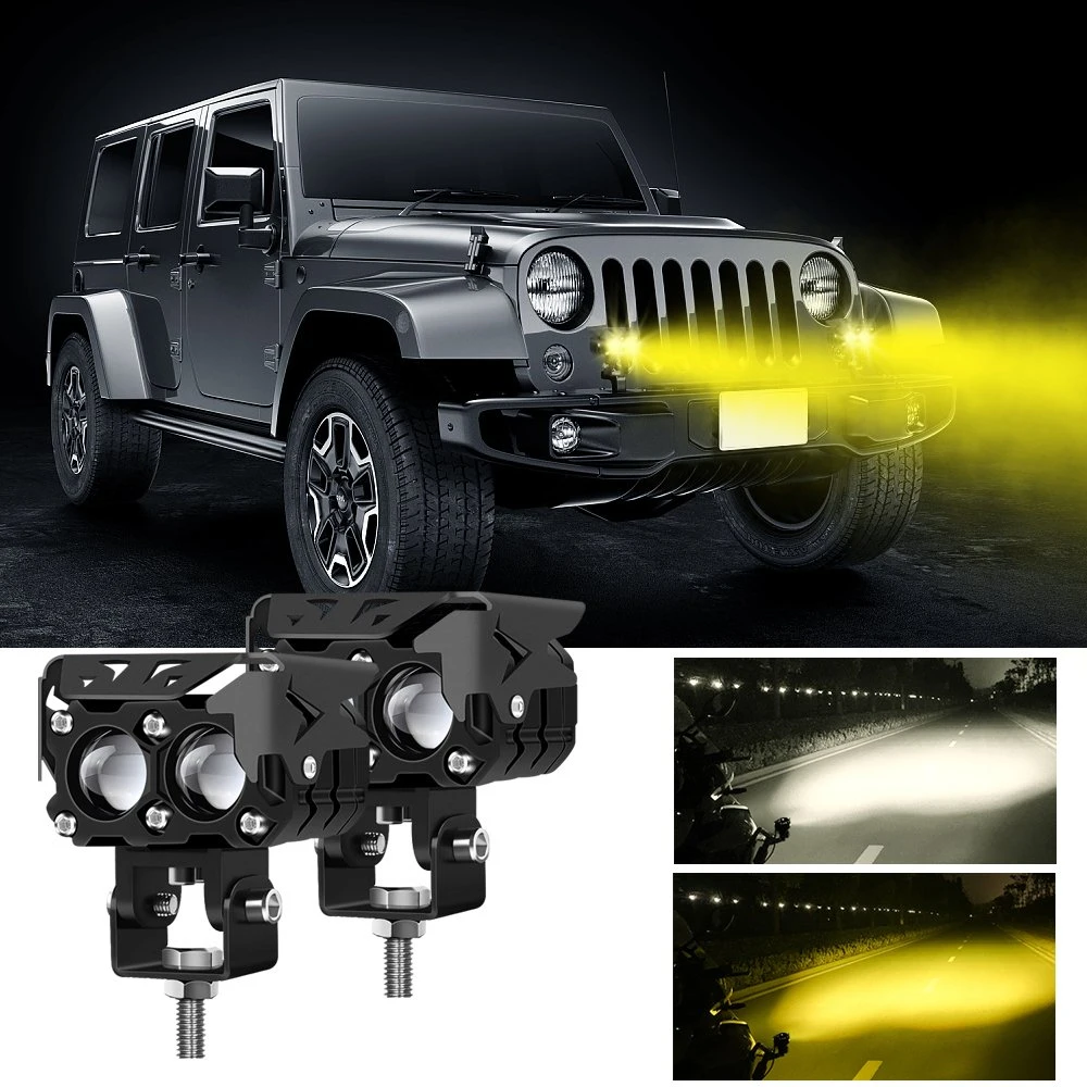 4 Inch LED Pods Light Fog Lights Yellow White Dual Color Motorcycle ATV LED Work Light Bar off Road Drivinglight for ATV UTV