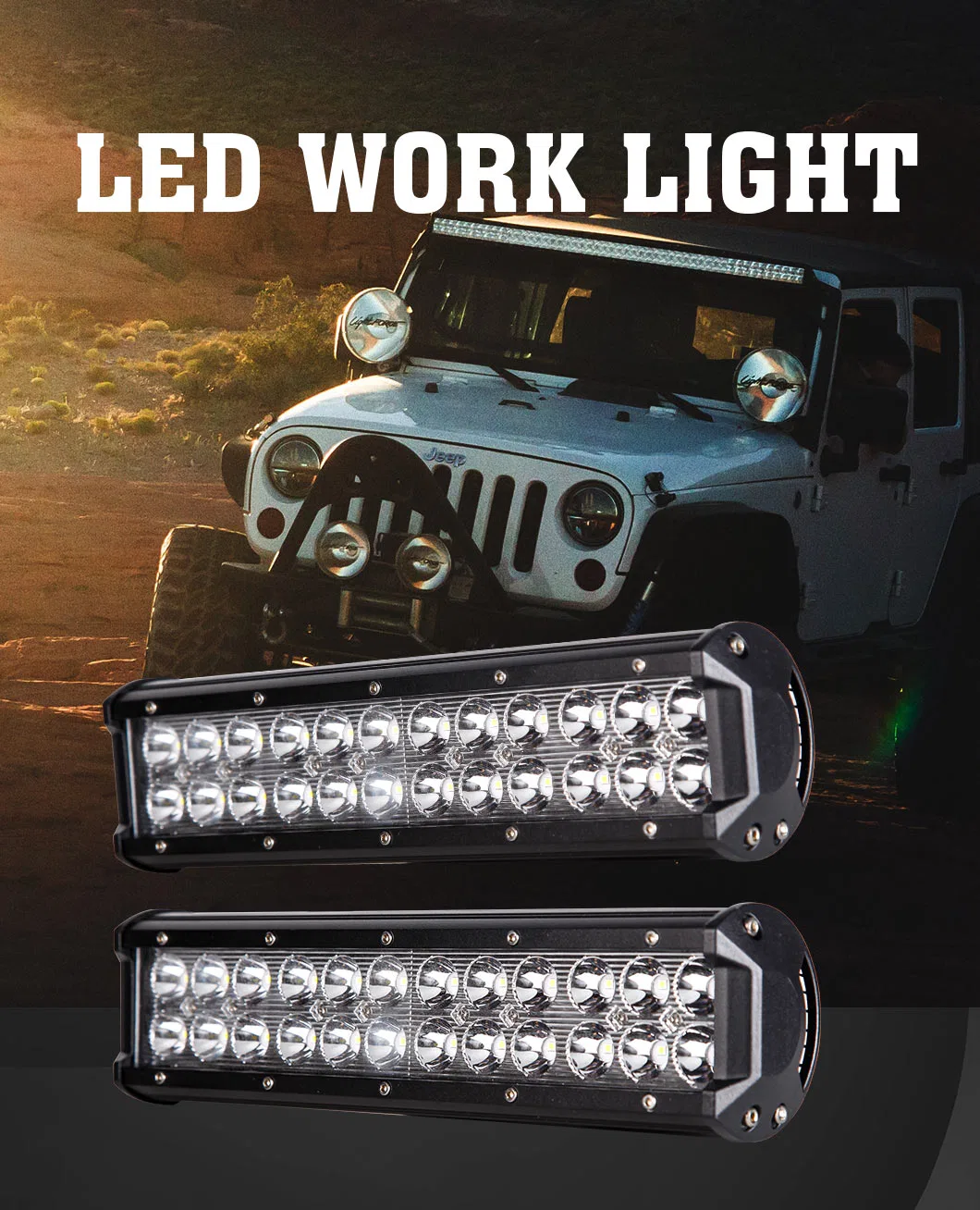 Wholesale IP67 Waterproof 12V Dual Row 72W Truck LED Offroad Light Bar