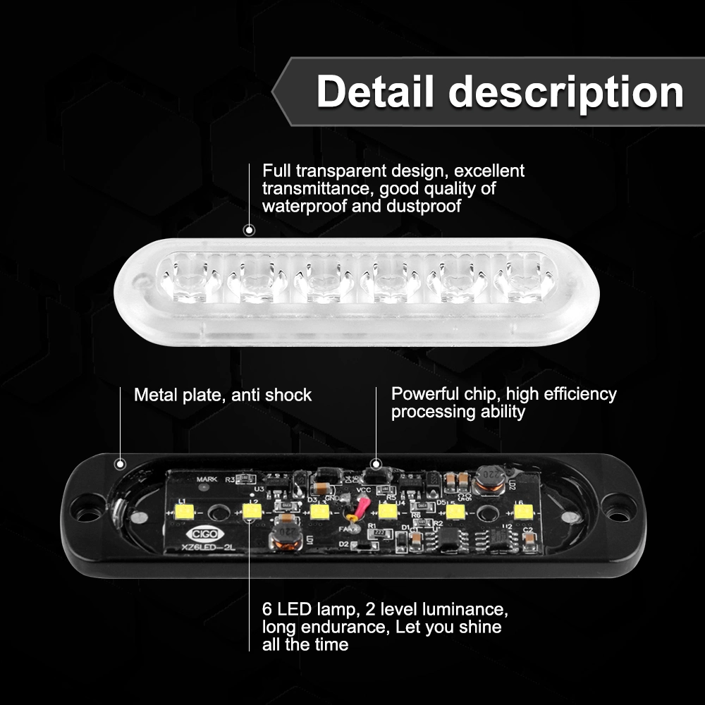 18 Modes 6LED Car Truck Light Rectangular Waterproof IP67 Emergency Beacon Warning for Hazard Flash Strobe Light