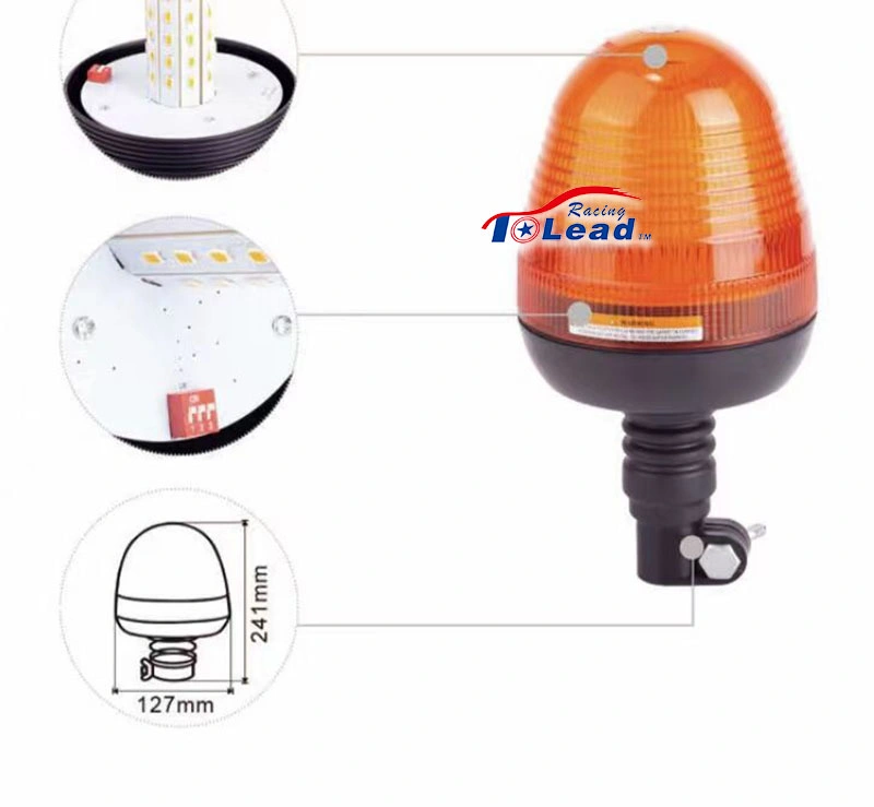 High Brightness Amber LED Flexible Pole Signal Flashing Light, Waterproof Emergency Rotary Lamp Safety Strobe Warning Beacon