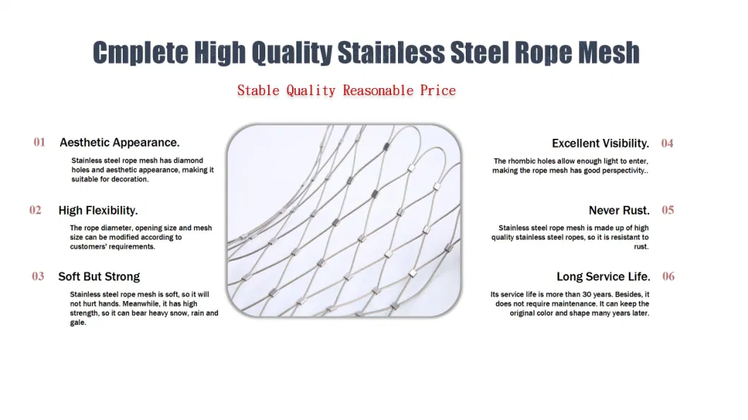 304 316 Stainless Steel Cable Wire Rope Mesh